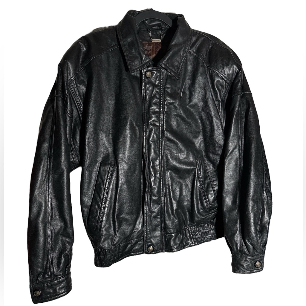 Vtg Danier Black Leather Jacket Men's Size Medium Made In Canada
